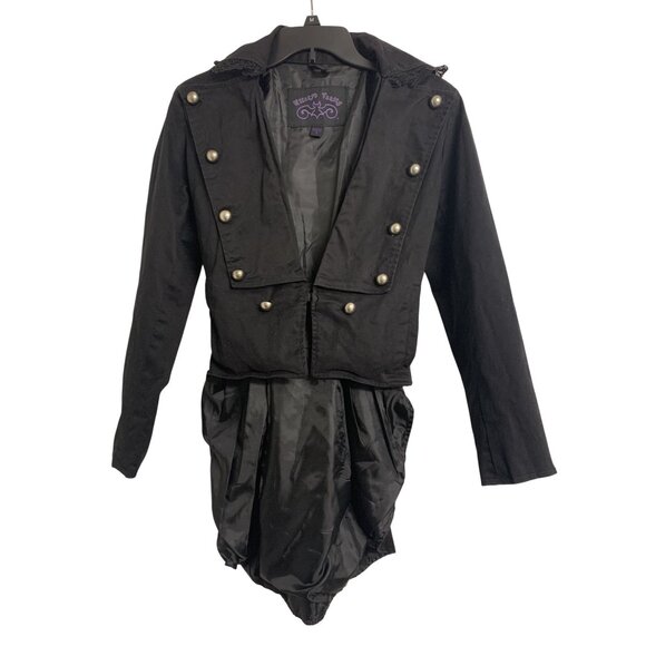 Hilary's Vanity Black Gothic Steampunk Grunge Tailcoat Jacket Size S